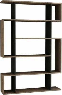 Immagine prodotto di Libreria Adhara, scaffale per ufficio, porta libri mobile, scaffale per libri, 110x26h161 cm, rovere e antracite