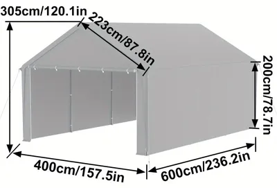 Produktbild von Carport – Garagentunnel – Überdachung – Gartenüberdachung – Lagerzelt – 4 x 6 Meter