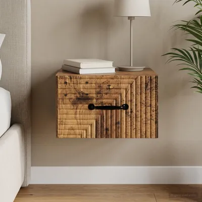 Productafbeelding van vidaXL Wandgemonteerde nachtkastje, gerecycled hout, 34,5 x 33 x 20 cm