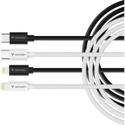 Obrázok produktu pre Verbatim 32392, 1 m, Lightning, USB C, Samec, Samec, Biela, Čierna