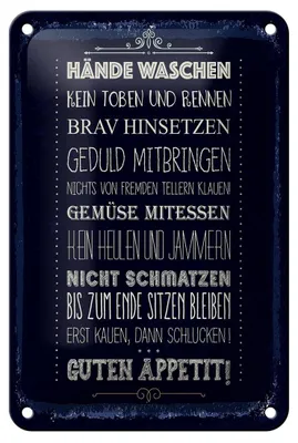 Produktbild von Blechschild Spruch Hände waschen kein toben 12x18cm Dekoration