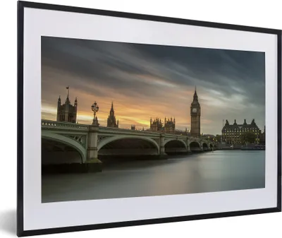 Produktbild von MuchoWow® MuchoWow® Gerahmtes Poster Blick auf den berühmten Big Ben in London 60x40 cm - Poster mit zchwarzem Bilderrahmen - Schlafzimmer - Plakat in Rahmen - Drucken