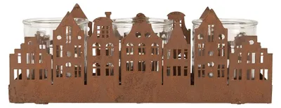 Produktbild von Clayre & Eef Teelichthalter 30x9x11 cm Braun Metall Häuser