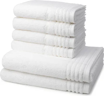 Produktbild von Vossen Vienna Style Supersoft 4 X Handtuch 2 X Duschtuch im Set Hochwertige Bordüre für stilvolles Design, Weicher Frottee für beste Saugfähigkeit, Edles Logo, hochwertige Stickerei weiß 6er Set