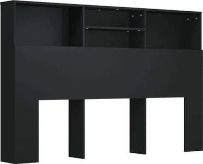 Image de vidaXL Tête de lit avec étagères Noir 160x19x103,5 cm