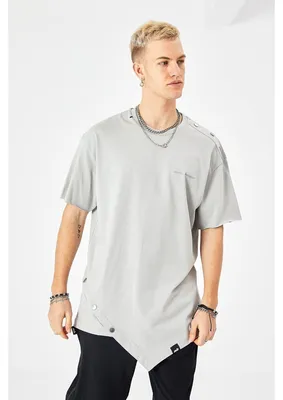 Zdjęcie produktu dla T-shirt oversize z bawełny 320 g/m² (L), szary
