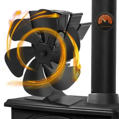 Obrázok produktu pre Jopassy krbový ventilátor so 6 lopatkami, elektrický ventilátor pre krbové kachle na drevo, tichá prevádzka, ventilátor krbových kachlí na drevo / horáky na drevo