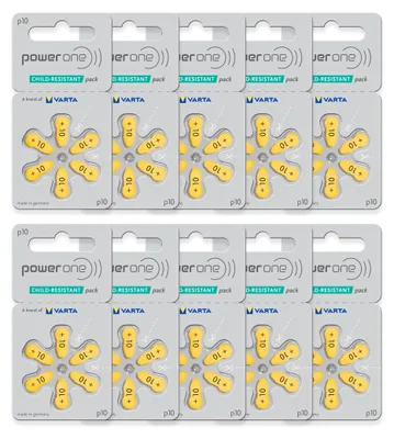 Produktbild von PowerOne Hörgerätebatterien Größe 10, PR70 60 Batterien