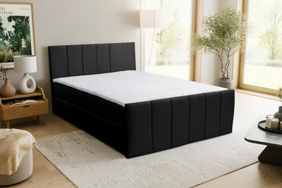 Produktbild von VENASI CLAUDINE Boxspringbett 180x200 mit 2 Bettkasten H2/H3 Matratze SCHWARZ Cosmic 100