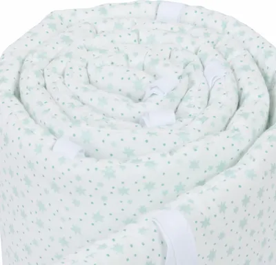 Produktbild von babybay Nestchen Organic Baumwolle passend für Modell Boxspring XXL, weiß Glitzersterne mint