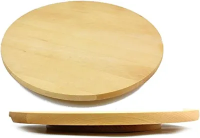 Imagen del producto de Plato giratorio de madera de haya, redondo, de 25 cm de diámetro, ideal para servir pizza y tartas