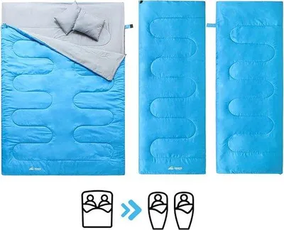 Produktbild von Famanu Doppelschlafsack 3-Jahreszeiten - 220 x 150 cm (bis -5°C) - Blau