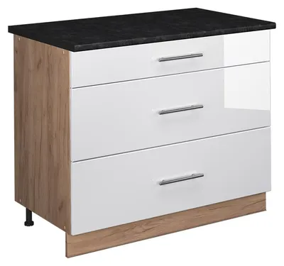 Produktbild von Küchenunterschrank Vicco Fame-Line Weiß Hochglanz/Goldkraft Eiche 100 cm, AP Anthrazit, Model 62054