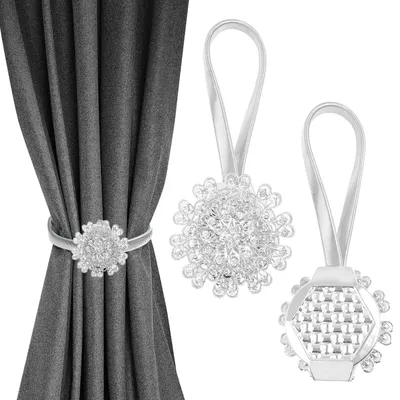 Produktbild von Dekorative Kristallblumen-Gardinenclips, funkelnde magnetische Gardinenhalter, Gardinenschnallen, Federgardinenhalter, dehnbare Gardinenhalter für Zuhause und Büro
