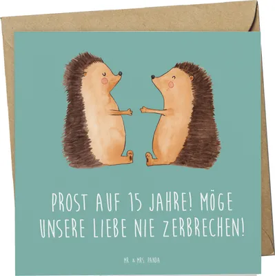 Produktbild von Mr. & Mrs. Panda Grußkarte 15. Hochzeitstag Gläserne Hochzeit - Meeresbrise - Geschenk, Klappkarte, Glückwunschkarte, Geschenke, Erinnerung, Ehejubiläum, Hochtzeit