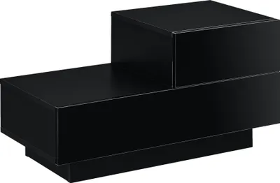Image de Table de nuit avec 2 tiroirs Table de nuit 38x70x35cm Commode Table d'appoint à tiroirs Noir brillant [en.casa]
