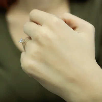 Produktbild von 0,41 Carat Diamant Solitär Ring Antragsring 14 Karat Weißgold - 57 (18,10 mm)