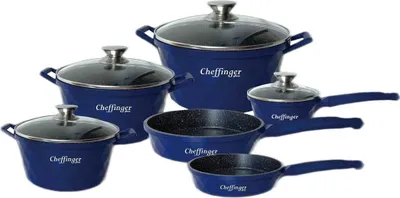 Produktbild von 10-teiliges Stielkasserollen-Set - blau