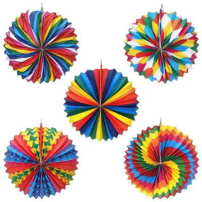 Productafbeelding van Set van 5 Kleurrijke Papieren Lantaarns voor Feestdecoratie