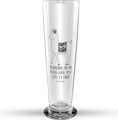 Produktbild von Mr. & Mrs. Panda Bierglas Alpaka Stolz - Transparent - Geschenk, Trinkglas, Glasbecher, Bierbecher, Bier Glas, Glasbierglas