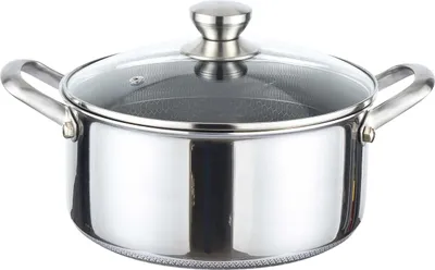 Produktbild von XXL Kochtopf aus Edelstahl mit Glasdeckel Antihaft–Wabenstruktur Topf Schmortopf Ø32cm ca.10,8L