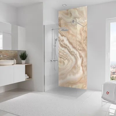 Produktbild von Schulte Duschrückwand Softtouch, 100x255 cm, Wandverkleidung Stein Marmor-Creme, Aluminiumverbundplatte, fugenloser Fliesenersatz, EP19010254-833
