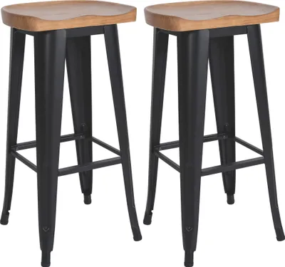 Produktbild von CLP 2er Set Barhocker Clara Sitze aus Massivholz stabile Vierfußgestelle schwarz