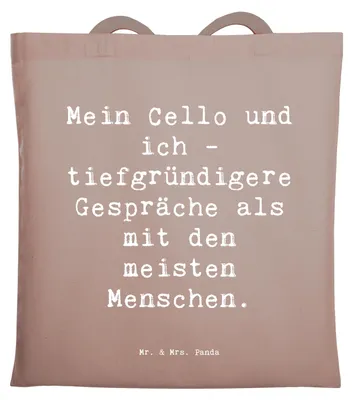 Produktbild von Mr. & Mrs. Panda Einkaufstasche Spruch Violoncello Gespräche - Braun Pastell - Geschenk, Tasche, Instrument, Tote Bag, Anfänger, Beutel, Lernen, Freund, Musik, Cellist