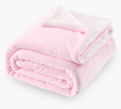 Obrázek produktu pro Sherpa Fleece, dekorační deka, 150x200 cm, oboustranná, světle růžová, vhodná do ložnice