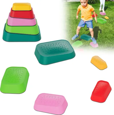 Produktbild von XMTECH Stapelsteine,5 Stück Balanciersteine für Kinder, Abenteuer Flusssteine, Rutschfeste Hügelkuppen zur Förderung von Balance, Motorik & Koordination, für Schulen, Kitas & Therapiezentren