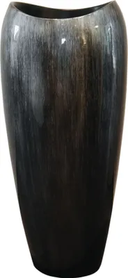 Image de VIVANNO Bac à plantes en fibre de verre DELUXE rond, argent nuit brillant avec motif - 37 x 81 cm