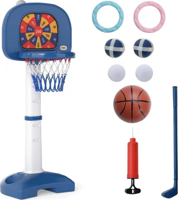 Image de Panier de basket-ball réglable 4 en 1 pour enfants avec accessoires