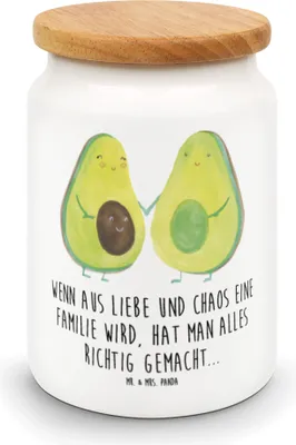 Produktbild von Mr. & Mrs. Panda behälter Avocado Pärchen - Weiß - Geschenk, Veggie, Teedose, Hochzeit, Keksdose, bonbondose, Kaffeedose, Vorratsbehälter, Familie, Babyparty, zuckerdose