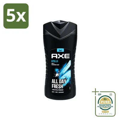 Zdjęcie produktu dla 5 sztuk żelu pod prysznic Axe 3-w-1 Apollo z szałwią i cedrem, 400 ml - zestaw ekonomiczny