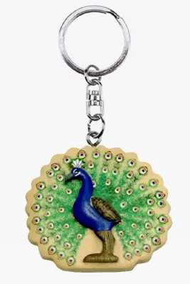 Produktbild von Schlüsselanhänger Pfau, Vogel Schlüsselring Talisman Rucksackanhänger Anhänger Tier Vögel