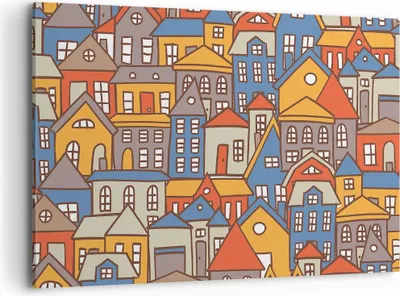Produktbild von Bild auf Leinwand - Leinwandbild - Stadt Haus Straße - 120x80cm - Wand Bild - Wanddeko - Wandbilder - Leinwanddruck - Bilder - Kunstdruck - Wanddekoration - Leinwand bilder - Wandkunst - AA120x80-3953