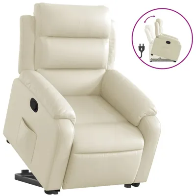 Image de vidaXL Fauteuil relax avec releveur Crème Similicuir
