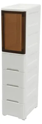 Immagine prodotto di Mobiletto da bagno con cassetto - Scaffale stretto per il bagno - 4 ripiani - Plastica - Mobiletto angolare - Salvaspazio