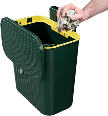 Immagine prodotto di Contenitore per compostaggio da cucina - Pattumiera sospesa - Per la separazione dei rifiuti - Con coperchio a chiusura ermetica - 27 x 13 x 29 cm - Verde