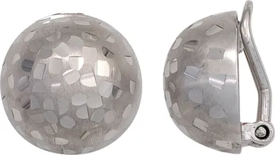 Produktbild von Ohrclips Ohrringe 14,2mm Halbkugel 925 Silber teilmatt gehämmert Damen
