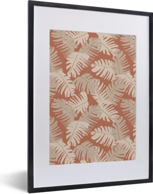 Produktbild von MuchoWow® Gerahmtes Poster Sommer - Laub - Braun - Muster 30x40 cm - Poster mit Schwarzem Bilderrahmen Wandposter Rahmen Foto Bilder - Wandposter Schlafzimmer