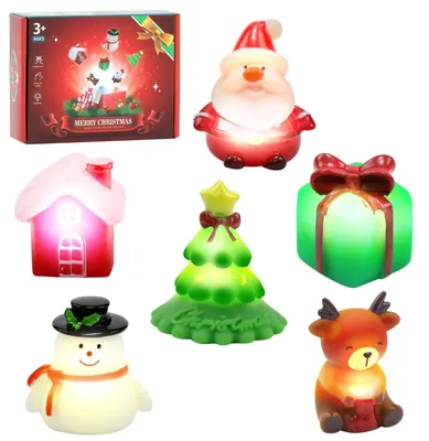 Produktbild von Badespielzeug Leuchtend für Kinder 6Stück Weihnachts Badewannenspielzeug mit Licht Baby Wasserspielzeug Ab 1 Jahr Leuchtspielzeug Weihnachtsthema-6 Stück