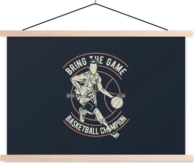 Produktbild von MuchoWow® Textilposter Basketball - Sport - Retro 60x40 cm mit holzfarbenen Rahmen - Bilder