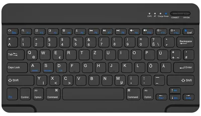 Obrázok produktu pre Bluetoothová klávesnica, nemecké rozloženie QWERTZ, ľahká, čierna