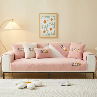 Produktbild von (70cm*70cm,Rosa)Sofakissenbezug Sofakissen aus Lammsamt Rutschfester Sofabezug Atmungsaktiv Sofaschutz für Schlafzimmerteppich Bodenpolster Tisch- und Stuhlmatten