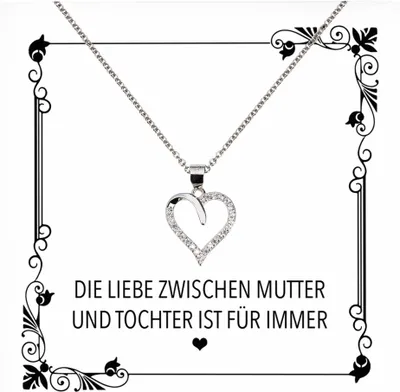 Produktbild von 22Feels Echt Silber Halskette - Mama Geschenk von Tochter Geburtstag und Muttertag Mutter Schmuck Set für Frauen - Herz Anhänger, Karte