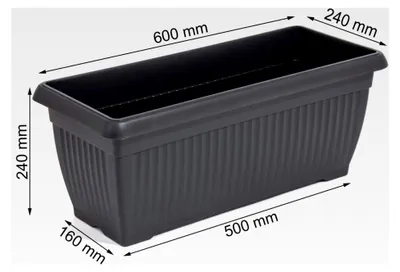 Produktbild von Große Balkonkasten Blumenkasten 60 x 24 cm 18 Liter anthrazit