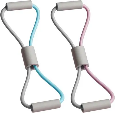 Produktbild von Fitness-Set mit 2 Widerstandsbändern Elastikband und Brustexpander sowie 8 Widerstandsbändern Brustexpander für Fitness-Dehnung Yoga Pilates Krafttraining