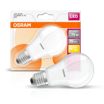 Image de Osram LED Superstar Classic A Birnenform Leuchtmittel 9W = 75W E27 matt 1055lm warmweiß 2700K