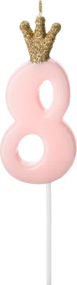 Produktbild von Geburtstagskerze mit der Zahl 8, Hellrosa, 9,5 cm